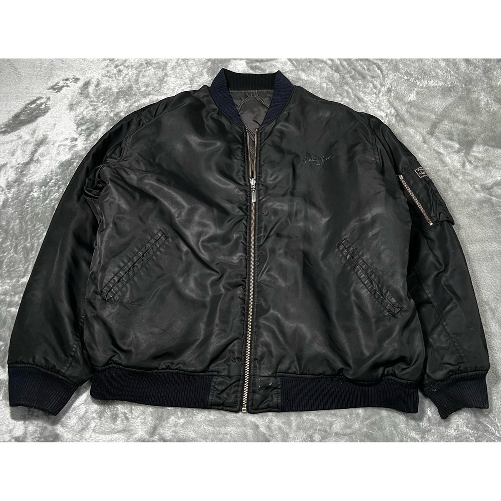 Sean John Jacket Men Size Large Reversible Bomber Puffer Coat Y2K Black